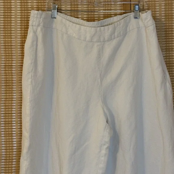 Lane Bryant Womens 22/24 Linen Blend Pants White Beach Coastal Resort Bohemian - Picture 2 of 10